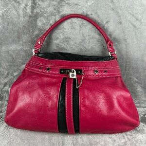 Marc By Marc Jacobs Lock It Up Camille Hot Pink & Black Leather Hobo Bag W/ Lock